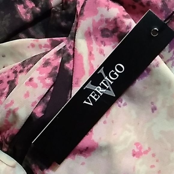 Vertigo LS Feather Collage Multicolor Gown Blush - Picture 11 of 13